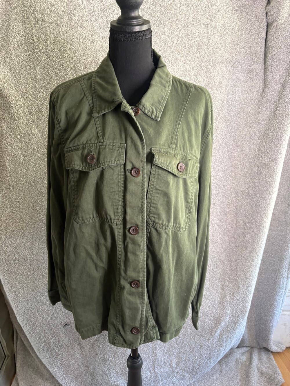 Old Navy Olive Utility Shirt Jacket XL Cotton Military